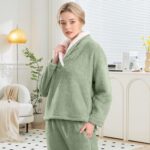BOSECETA Fluffy Pajamas for Women Set Soft Comfy Fleece Pjs Pullover Pants Loose... - Image 7