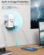 Wall Outlet Extender with Shelf and Night Light, Surge Protector, Wall Mount Cha... - Image 7