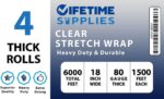 4 Rolls x 18" x 1500 Feet x 80 Gauge Clear Commercial Grade Heavy Duty Plastic S... - Image 9