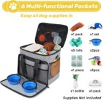 6 Set Dog Travel Bag, Large Pet Travel Kit for Supplies Includes 2 Food Containe... - Image 9