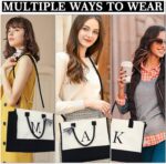 YOOLIFE Birthday Gifts for Women - Initial Canvas Tote Bag & Makeup Bag Monogram... - Image 4