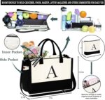 YOOLIFE Birthday Gifts for Women - Initial Canvas Tote Bag & Makeup Bag Monogram... - Image 5