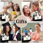YOOLIFE Birthday Gifts for Women - Initial Canvas Tote Bag & Makeup Bag Monogram... - Image 7