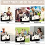 YOOLIFE Birthday Gifts for Women - Initial Canvas Tote Bag & Makeup Bag Monogram... - Image 9