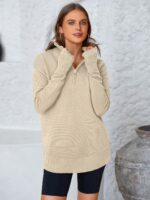 PRETTYGARDEN Womens Long Sleeve Quarter Zip Pullover Sweater Casual Loose V Neck... - Image 4