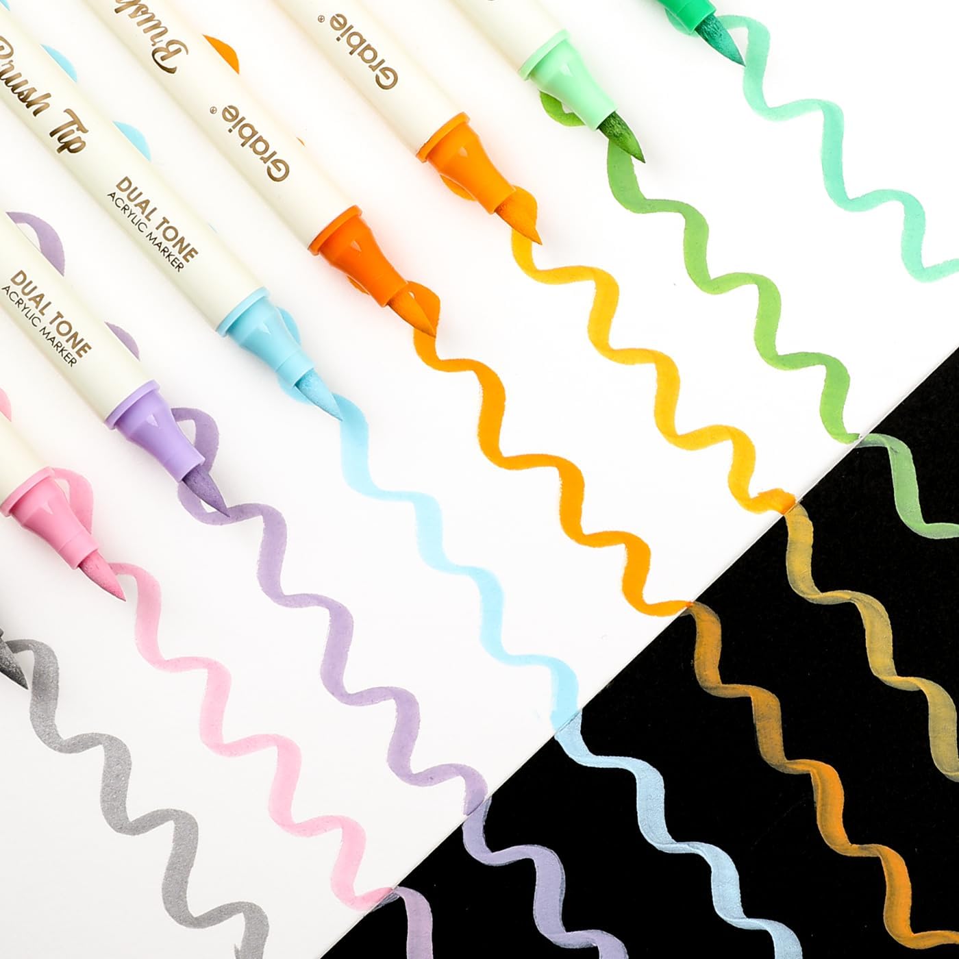 Grabie 72 Colors Acrylic Paint Markers, 36 Pack Dual Tip Soft Brush Acrylic Mark... - Image 7