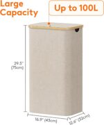 Lifewit 100L Laundry Basket with Lid, Clothes Hampers for Laundry with Bamboo Ha... - Image 4