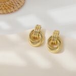 SHERLOVE Trendy Gold Plated Knot Earrings for Women Chunky Statement Drop Dangle... - Image 6
