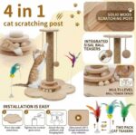 4-in-1 Wooden Cat Scratcher Toy,Cat Scratching Post&2-Level Track Tower With 8 B... - Image 3