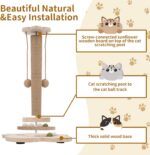 4-in-1 Wooden Cat Scratcher Toy,Cat Scratching Post&2-Level Track Tower With 8 B... - Image 4