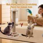 4-in-1 Wooden Cat Scratcher Toy,Cat Scratching Post&2-Level Track Tower With 8 B... - Image 7