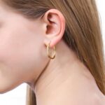 ToHeart 14k Gold Hoop Earrings for Womens Rectangle Hoop Earrings Gold Plated Sm... - Image 3