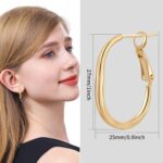 ToHeart 14k Gold Hoop Earrings for Womens Rectangle Hoop Earrings Gold Plated Sm... - Image 4