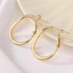 ToHeart 14k Gold Hoop Earrings for Womens Rectangle Hoop Earrings Gold Plated Sm... - Image 5