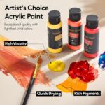 TMOL Acrylic Paint Set, 24 Colors (2 oz/Bottle) with 12 Art Brushes, Art Supplie... - Image 4