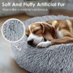 Hoewina Dog & Cat Bed for Indoor Cats, 20in Calming Donut Bed for Puppy and Kitt... - Image 5