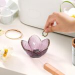 Purple Flower Jewelry Dish Glass Ring Holder Dish Jewelry Tray Cute Vanity Organ... - Image 3