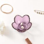Purple Flower Jewelry Dish Glass Ring Holder Dish Jewelry Tray Cute Vanity Organ... - Image 4