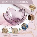 Purple Flower Jewelry Dish Glass Ring Holder Dish Jewelry Tray Cute Vanity Organ... - Image 6