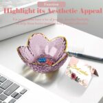Purple Flower Jewelry Dish Glass Ring Holder Dish Jewelry Tray Cute Vanity Organ... - Image 8