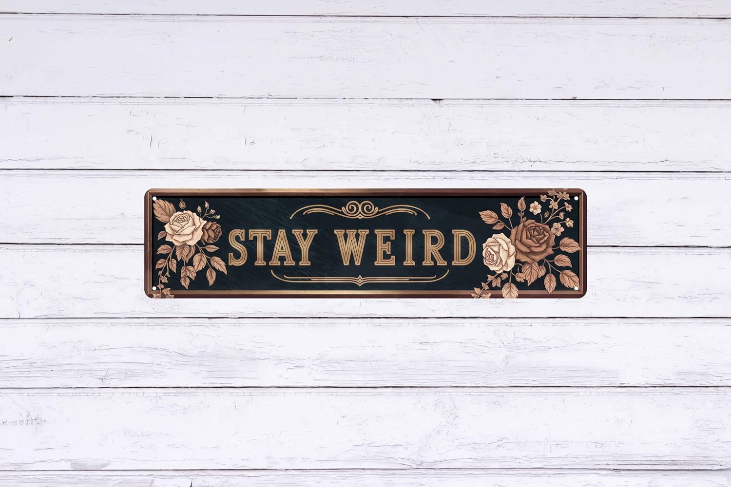 Vintage Metal Sign Stay Weird Wall Hanging Decorative Plaque 4x16 in for Home Fa... - Image 7