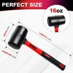 16oz Rubber Mallet Hammer, Fiberglass Handle, Rubber Mallet for Flooring, Tent S... - Image 4
