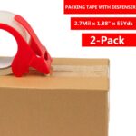 2-Pack Clear Packing Tape with Dispenser-2.7mil x 1.88" x 55Y Heavy Duty Packing... - Image 3