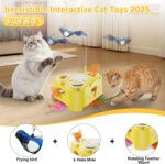 Automatic Cheese-Shaped Interactive Cat Toy – Flying Bird, 6-Hole Mole & Rotatin... - Image 3