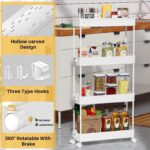 SPACEKEEPER Slim Rolling Storage Cart 4 Tier Bathroom Organizer Mobile Shelving ... - Image 3