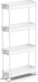 SPACEKEEPER Slim Rolling Storage Cart 4 Tier Bathroom Organizer Mobile Shelving ... - Image 9