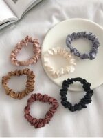 6pcs Elegant French satin headband versatile basic hair rope hair accessory rubb... - Image 4