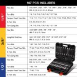 107-Piece Allen and Torx Bit Socket Set, 1/4", 3/8" and 1/2" Drive Hex/Ball End ... - Image 6