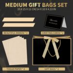 woric Black Gift Bags with Handles, 14" Medium Gift Bag with Tissue Paper, 2 Pcs... - Image 3