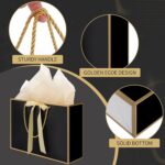woric Black Gift Bags with Handles, 14" Medium Gift Bag with Tissue Paper, 2 Pcs... - Image 4