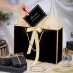 woric Black Gift Bags with Handles, 14" Medium Gift Bag with Tissue Paper, 2 Pcs... - Image 6