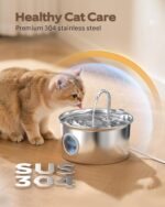 Stainless Steel Cat Water Fountain: Cat Fountain with 6 Filters + 3 Sponges - 88... - Image 4