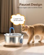 Stainless Steel Cat Water Fountain: Cat Fountain with 6 Filters + 3 Sponges - 88... - Image 8