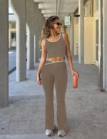OLCHEE Womens Workout Sets 2 Piece Gym Yoga Outfits Crossover Flare Leggings Cro... - Image 3