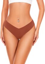 Seamless Thongs For Women V-waisted No Show Thong Seamless Panties Breathable Co... - Image 3
