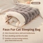 SOMAHE Cat Sleeping Bag for Indoor Cats, Faux Fur Pet Cave Bed & Burrow Nest, Re... - Image 3