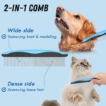 Docrok Pet Grooming Combo - Blue Deshedding Brush with Metal Comb for Detangling... - Image 4