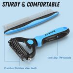 Docrok Pet Grooming Combo - Blue Deshedding Brush with Metal Comb for Detangling... - Image 7