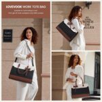 LOVEVOOK Laptop Tote Bag for Women,Leather Work Bag, Waterproof Business Teacher... - Image 3