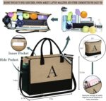 YOOLIFE Personalized Gifts for Women - Initial Jute Tote Bag & Makeup Bag, Birth... - Image 5