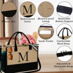 YOOLIFE Personalized Gifts for Women - Initial Jute Tote Bag & Makeup Bag, Birth... - Image 6