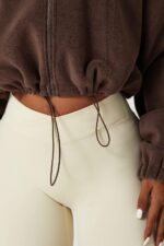 QINSEN Women's Full Zip Fleece Short Jacket Warm Winter Long Sleeve Stand Collar... - Image 4