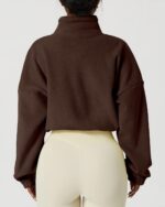 QINSEN Women's Full Zip Fleece Short Jacket Warm Winter Long Sleeve Stand Collar... - Image 5
