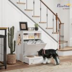 PawHut Dog Feeding Station with Raised Bowls, Dog Food Storage Cabinet with Hang... - Image 3