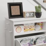 PawHut Dog Feeding Station with Raised Bowls, Dog Food Storage Cabinet with Hang... - Image 9