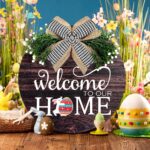 Interchangeable Seasonal Welcome Sign Front Door Decorations, Round Wood Wreath ... - Image 3